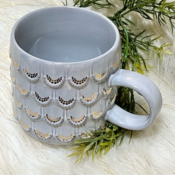 Starbucks 2016 10 oz Grayish Blue Mermaid tail Gold Accent Coffee Mug - Picture 4 of 10